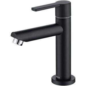 JGS ® Kleine Zwarte Koudwaterkraan voor Badkamer en Logeerkamer met Messing Afwerking