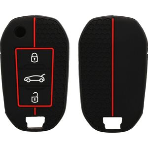 kwmobile autosleutel hoesje geschikt voor Peugeot Citroen 3-knops Smartkey autosleutel (alleen Keyless Go) - Autosleutel behuizing in zwart / rood