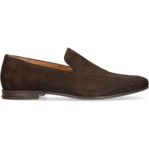 Manfield - Heren - Donkerbruine suède loafers - Maat 42