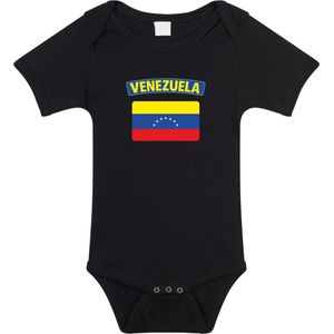 Venezuela baby rompertje met vlag zwart jongens en meisjes - Kraamcadeau - Babykleding - Venezuela landen romper 68