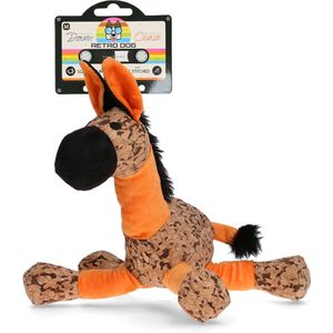 Retrodog Ezel Oranje - Honden speelgoed - Hondenknuffel met piep - Gerecycled materiaal - Maat M