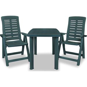 vidaXL 3-delige Bistroset kunststof groen Bistroset - Buitentijd - Tuinset - Eetkamerstoel - Lounge Set