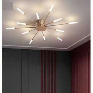 Luxe Vuurwerk Plafondlamp | 12 Licht Punten Kroonluchter | Woonkamerlamp | Goud | Moderne Lamp | Plafoniere | LED Plafondlamp