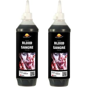 2x fles horror special effects nepbloed 450 ml - Halloween kunstbloed - Zombie bloed realistisch