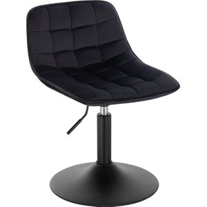 Barkruk - Zwart - Velvet - Verstelbaar - Industrial stijl - Set van 1