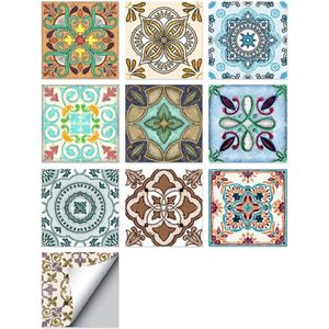 Plaktegels voor keuken, badkamer & vloer - 10 Stickertegels 15x15CM - Zelfklevende tegels met Portugees Design