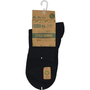 Heren Bio - enkelsokken - korte sokken - Bio katoen chaussettes courtes - 4 paar - zwart - Mannen Maat 43/46