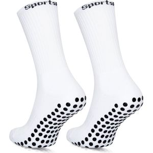 SportsPro Gripsokken - Gripsokken voor Voetbal en andere sporten - Gripsokken Wit met grote anti-slip noppen - Maat 41-46