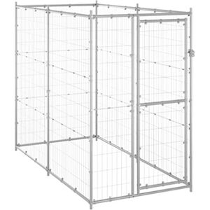 Hondenhok Buiten - Hondenhok Grote Honden - Hondenkennel Voor Buiten - 110X220X180CM - Zilver