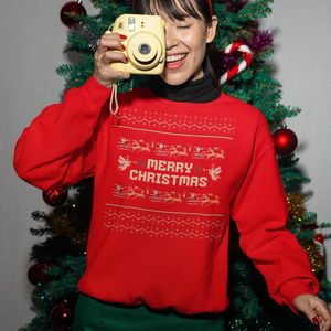 Foute Kersttrui - Kleur Rood - Merry Christmas Oldschool - Maat M - Uniseks Pasvorm - Kerstkleding voor Dames & Heren