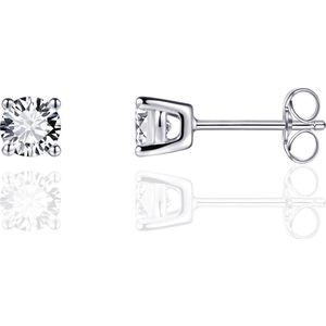 Jewels Inc. - Oorbellen - Oorsteker Solitaire gezet met Zirkonia - 3mmØ - Gerhodineerd Zilver 925