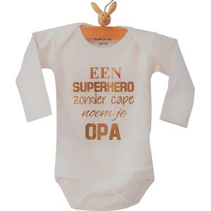 Rompertje baby met tekst opa | lange mouw | wit goud | een super hero zonder cape noem je opa| maat 62-68