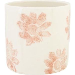 Bloempot Flower Print Roze 15x15xh15cm Cilindrisch Aardewerk