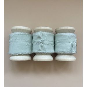 100% zijde lint - luxe lint - bruiloft - bruidsboeket - uitnodiging - kaartjes - klassiek - 3 stuks - 5 meter per rol - 2,5 cm - mintgroen
