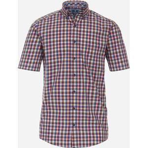 Redmond modern fit overhemd - korte mouw - popeline - rood geruit - Strijkvriendelijk - Boordmaat: 41/42