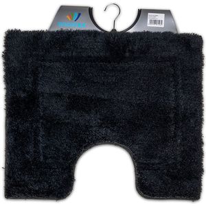 Wicotex - Toiletmat uni Zwart - Antislip onderkant - WC mat met uitsparing - Afmeting 50x60cm