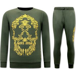 Exclusieve Joggingpak Heren - Skull Embroidery - Groen