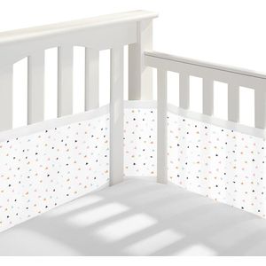 Buxibo - Baby Bed Omrander - Bedbumper - Hoofdbeschermer - Set van 2 - 340x30cm & 160x30cm - Gestipt