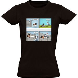 Grappig Dames T-shirt - hond - kat - liefde - dom - vies - lui
