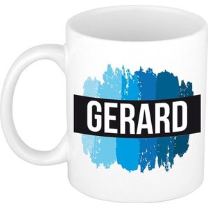 Gerard naam cadeau mok / beker met verfstrepen - Cadeau collega/ vaderdag/ verjaardag of als persoonlijke mok werknemers