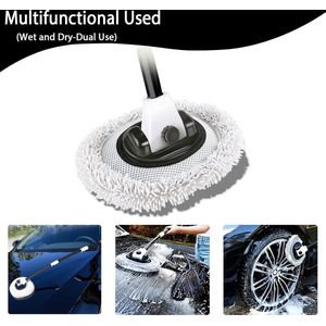 15° Gebogen Autowasborstel Met Lange Telescoopsteel 43"" Aluminium Auto Wasborstel Multifunctionele Caravanborstel Car Cleaning Mop Voor Camper Schoonmaakborstel Reinigingsset Microvezeldoek Borstel