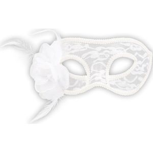 Boland - Kanten oogmasker Mystique wit Wit - Volwassenen - Heks - Halloween en Horror- Black and White