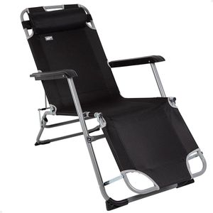 Strandstoel Steel+600D zwart 47 x 95 x 75 cm - hoge rugleuning, comfortabel Aluminium Beach Chair Folding Garden