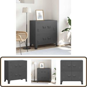 vidaXL Opbergkast - Industrieel - 75x40x80 cm - Antraciet Opbergkast - Industriële Kast - Metalen Kast - Antraciet Kast - Bureau Kast
