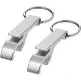 Set van 15x stuks flessen openers sleutelhanger zilver 5.5 cm - Voordelige uitdeel cadeautjes/geschenken