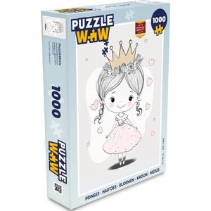 Puzzel Prinses - Hartjes - Bloemen - Kroon - Meisje - Legpuzzel - Puzzel 1000 stukjes volwassenen
