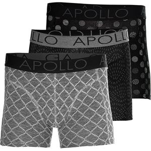 Apollo Boxershorts Heren Black / Grey Print 3-pack