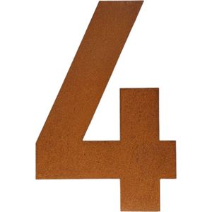 Huisnummer cortenstaal 30cm hoog cijfer 4