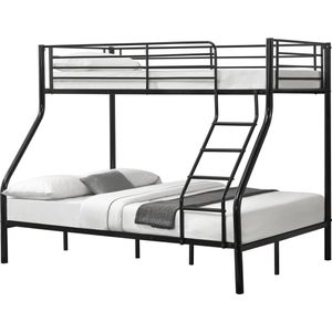 In And OutdoorMatch Metalen stapelbed Maurine - Kinderbed - 210x147,5x168 cm - Jongensbed - Meisjesbed - Stapelbed Zwart -