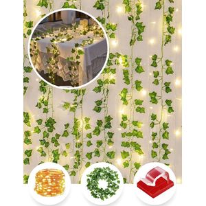 BluMerce Klimop Slinger - LED Lichtjes Kunstplant Hedera Kunsthaag - Kamer Decoratie Nep Hangplant Binnen Buiten