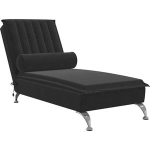 vidaXL Massage Chaise Longue - Fluweel - Zwart Massage Fauteuil - Relaxfauteuil - Loungestoel - Zwarte Fauteuil - Velvet Fauteuil