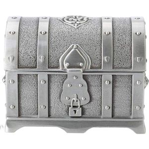 Rechthoekige metalen antieke zilveren schatkist - sieraden juwelendoos voor meisjes en dames .