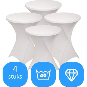 Statafelrok Wit x 4 – ∅80-85 x 110 cm – Statafelhoes Stretch 4 Stuks – Tafelhoezen voor Statafel Sta Tafel Hoes | Staantafelhoes – Geschikt voor Horeca Evenementen | Cocktailparty | Trouwerij