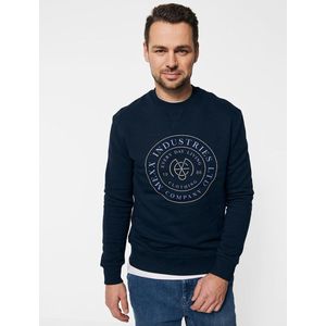 Crew Neck Sweatshirt With Print Mannen - Navy - Maat L