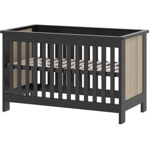 Cabino Babybed / Ledikant Reno  Zwart /Eiken 60 x 120 cm