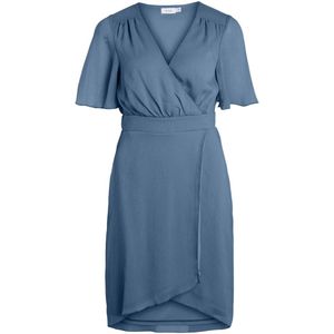 Vila Jurk Virilla V-neck 2/4 Short Dress/bm/d 14083771 Coronet Blue Dames Maat - 44
