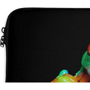 Laptophoes 17 inch - Kikker - Dieren - Plant - Laptop sleeve - Binnenmaat 42,5x30 cm - Zwarte achterkant