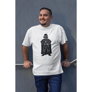 Rick & Rich - T-Shirt Darth Vader Full Body Cartoon - T-Shirt Star Wars - Wit Shirt - T-shirt met opdruk - Shirt met ronde hals - T-shirt Man - T-shirt met ronde hals - T-shirt maat L