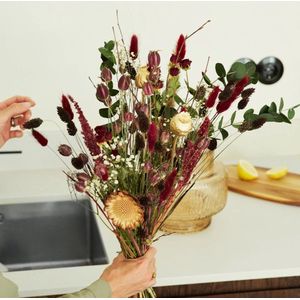 Droogbloemen Scarlet Red - Veld Boeket - Uniek en duurzaam cadeau voor ieder seizoen - Ecologische bloemen en verpakking!