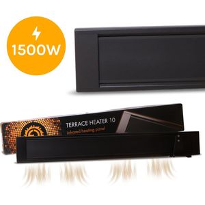 Ecosun Luxe Heater Terrasverwarmer - Elektrische Verwarming - 1500W - Infrarood Verwarmingspaneel - Aluminium - Hangend - Zwart