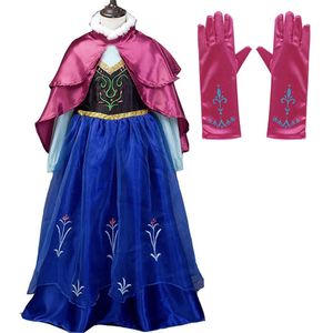Prinsessenjurk meisje + Handschoenen - Carnavalskleding meisje - Verkleedjurk - Prinsessen speelgoed - Het Betere Merk - maat 122/128 (130)- Roze cape