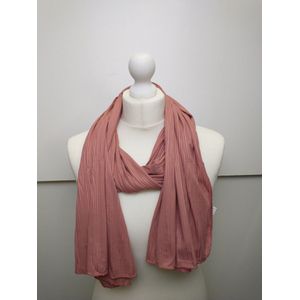 Lange dames sjaal Patricia jersey stretch smal gestreept effen roze