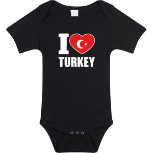 I love Turkey baby rompertje zwart jongens en meisjes - Kraamcadeau - Babykleding - Turkije landen romper 56