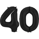Folat Folie ballonnen - 40 jaar cijfer - zwart - 86 cm - leeftijd feestartikelen