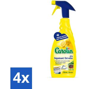 Carolin - Keukenreiniger - Spray Ultra Ontvetter Citroen - 650 ml - Voordeelverpakking - 4 stuks