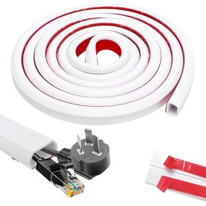 White Self Adhesive Cable Tray 25 mm x 14 mm 2 m - Paintable Wall Mounted Cable Duct to Hide Cables